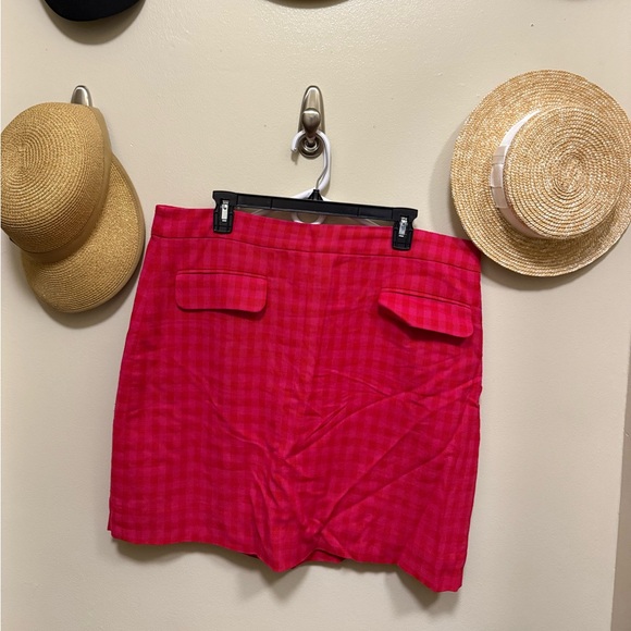 J Crew Red and pink Plaid Skirt, size 16. - Picture 1 of 4